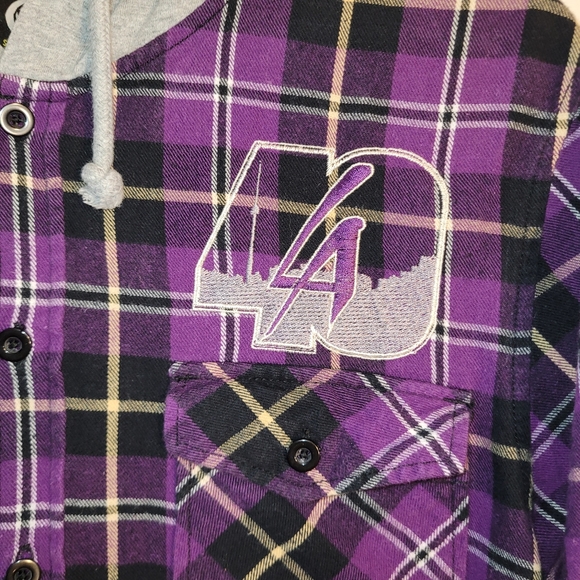 Plad Button-up Hoodie Sweater Shirt Large - Picture 2 of 9